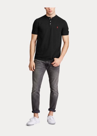 Henley Polo Ralph Lauren Hombre Negros - Featherweight Mesh - ACSOK7692